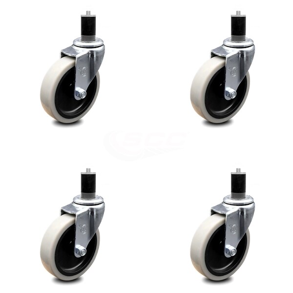 4 Inch Thermoplastic Rubber Wheel 1-5/8 Inch Expanding Stem Caster SCC, 4PK
